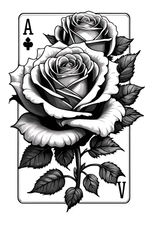 roses with cards tattoo design idea