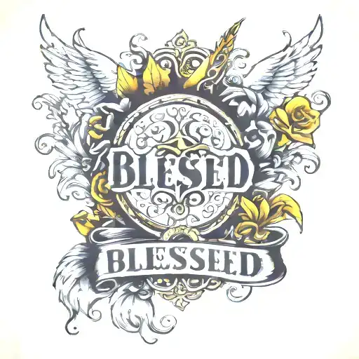 blessed written chest tattoo design tattoo design idea