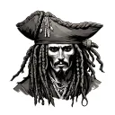 Jack Sparrow squelette avec dread locks tattoo design idea