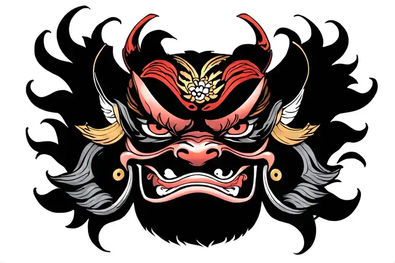 Japanese oni mask tattoo design idea