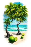 beach between two lime trees tattoo design idea