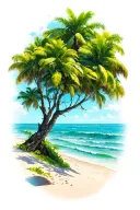 beach between two lime trees tattoo design idea
