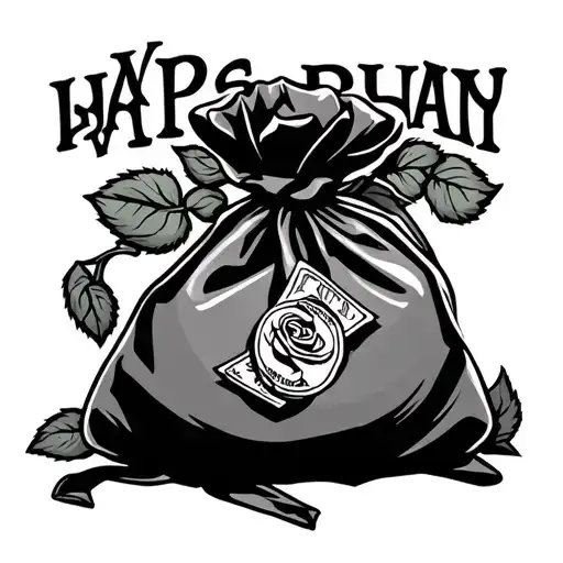 words play 4 keeps with a rose or money bag tattoo design idea