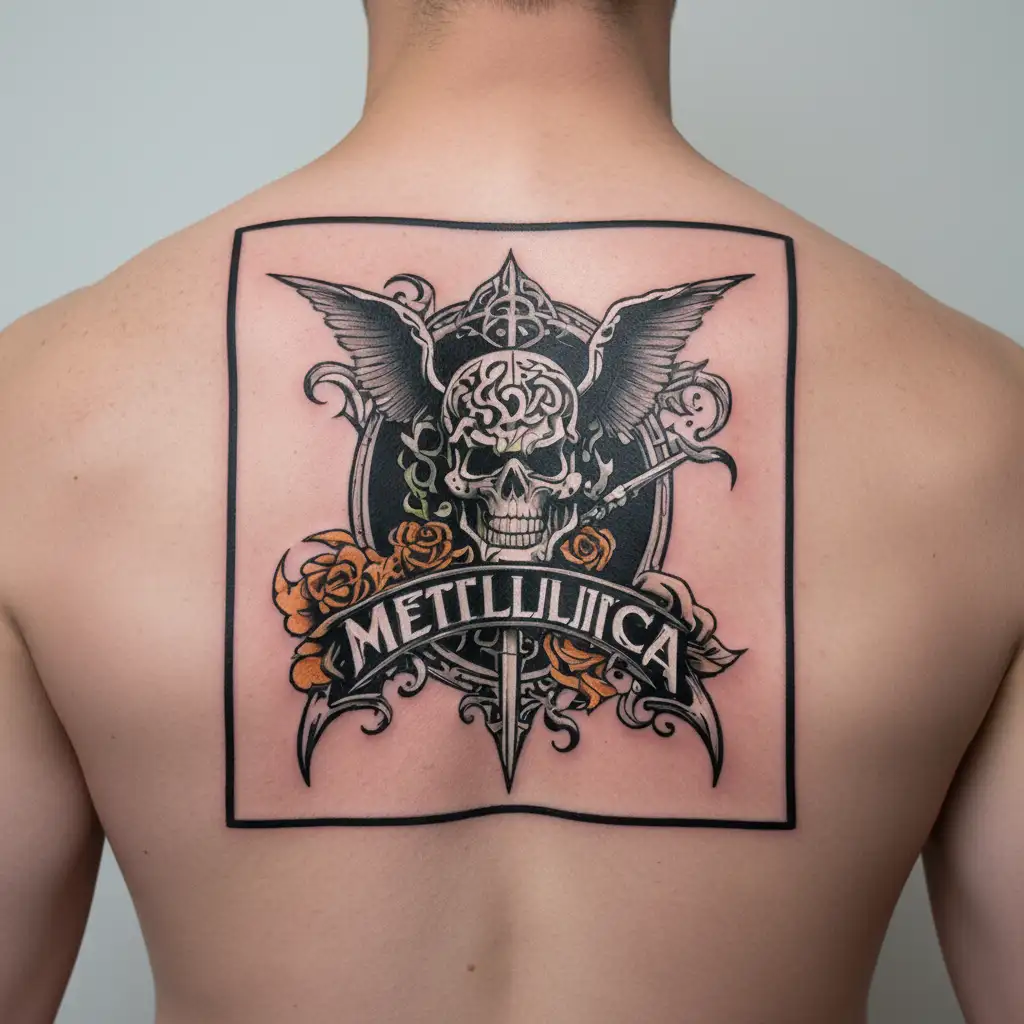 metallica logo incorporated tattoo design idea
