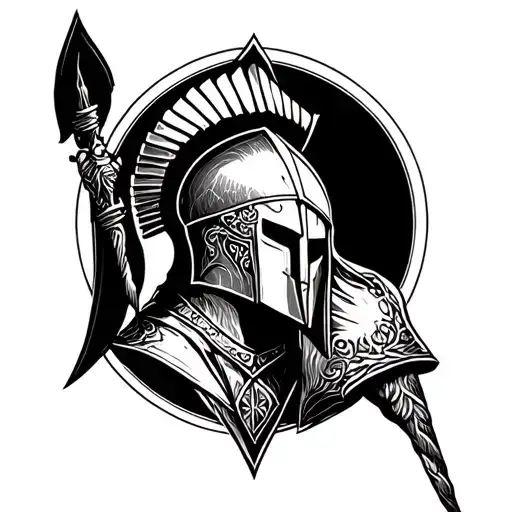 spartan warrior holding tattoo design idea