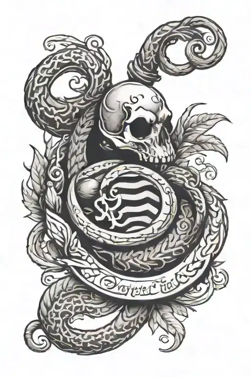 dark mark and hufflepuff tattoo design idea