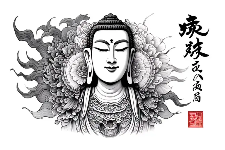 kannon bodhisattva with japanese art tattoo design idea