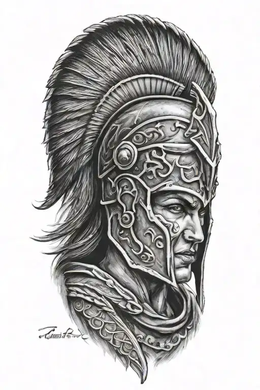 female spartan warrior tattoo design idea