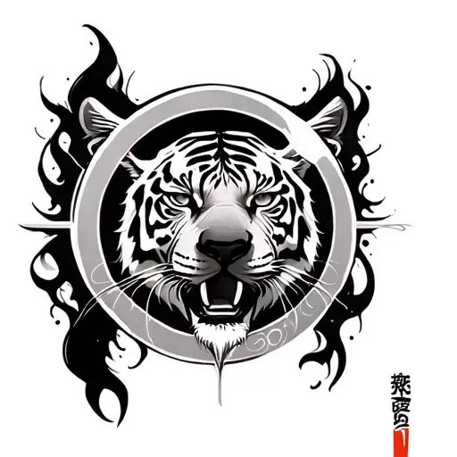 enso circle with tiger forearm tattoo tattoo design idea