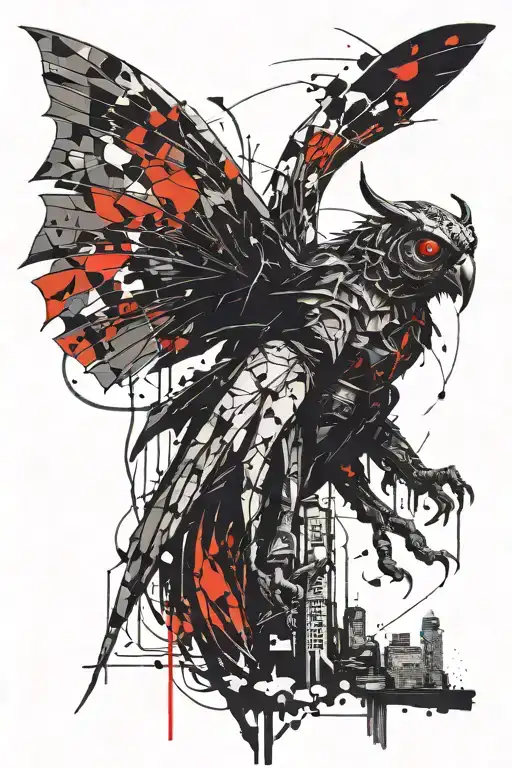 mothman cryptid tattoo design idea