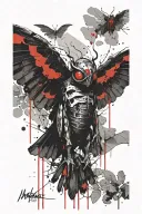 mothman cryptid tattoo design idea