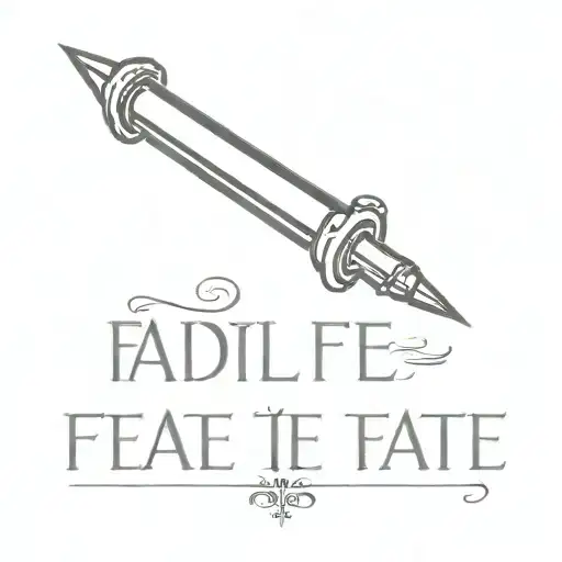 bullet piercing the word fate tattoo design idea