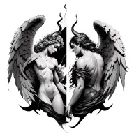angel vs demon tattoo design idea