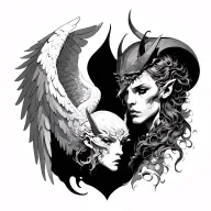 angel vs demon tattoo design idea