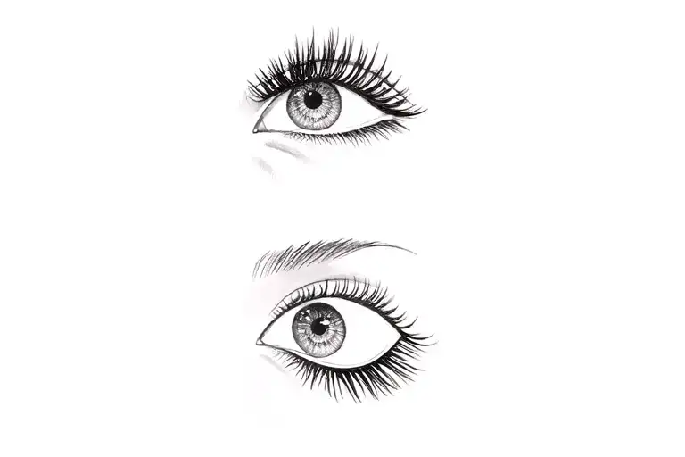 a woman's eyelashes tattoo design idea