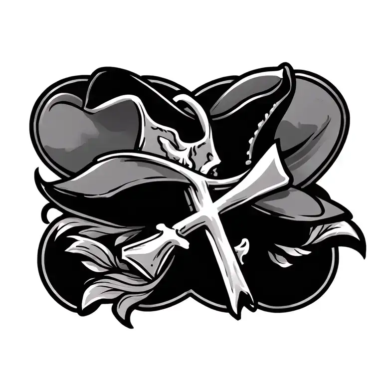 Western and cross tattoo design idea