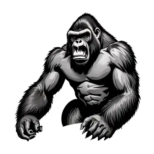 Gorilla roaring with sicatrix tattoo design idea