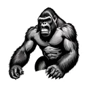 Gorilla roaring with sicatrix tattoo design idea