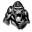 Gorilla roaring with sicatrix tattoo design idea