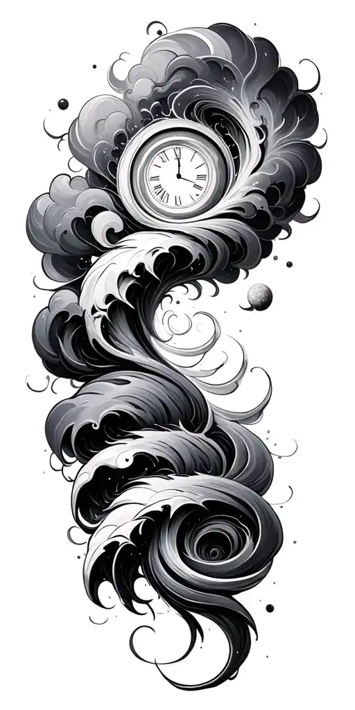 spiral, swirl, clouds, space, time tattoo design idea