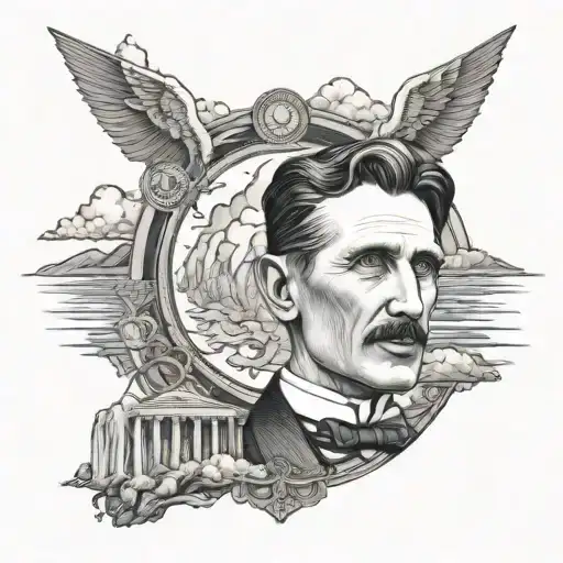 nikola tesla inside the Niagara falls tattoo design idea