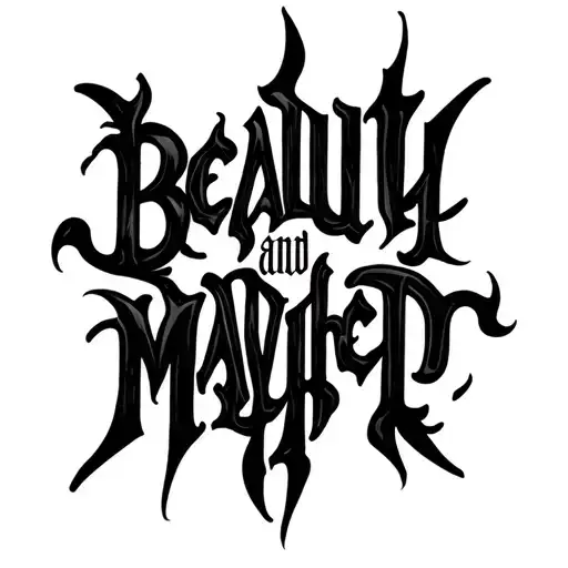 ambigram for beauty and mayhem tattoo design idea