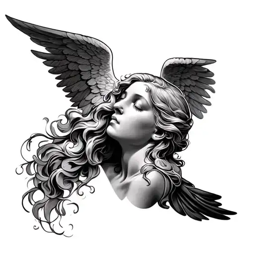 one angel whispering into persons ear neck tattoo tattoo design idea