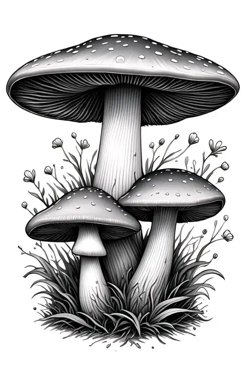 matching mushroom best friend tattoo design idea