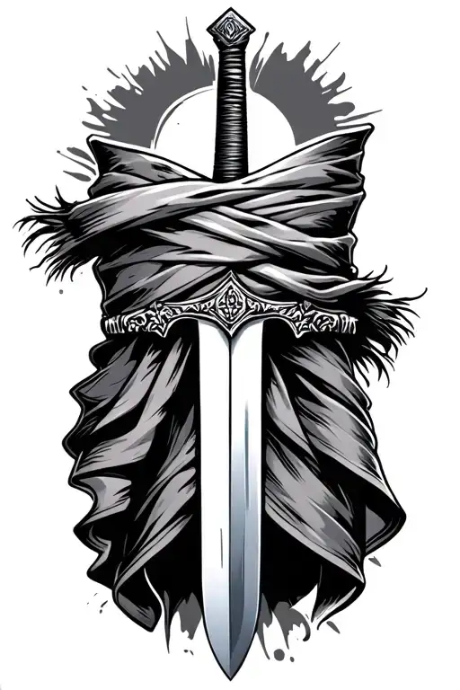 Sword keffiyeh tattoo design idea