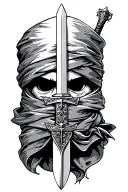 Sword keffiyeh tattoo design idea