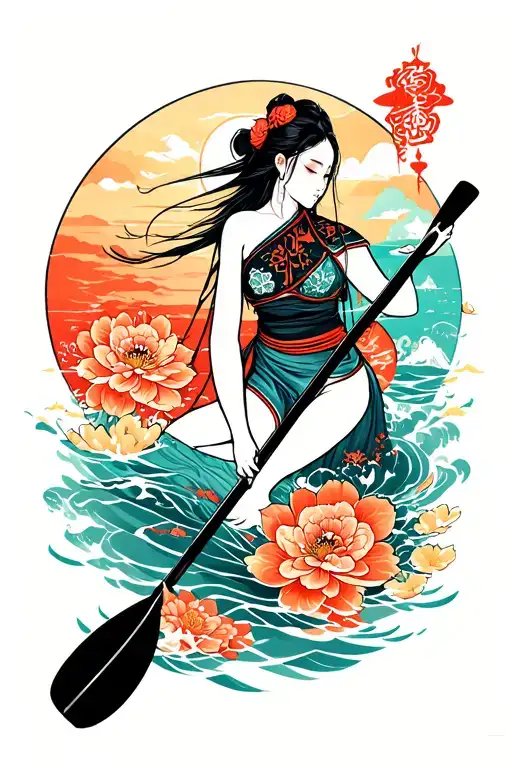 paddleboard tattoo design idea