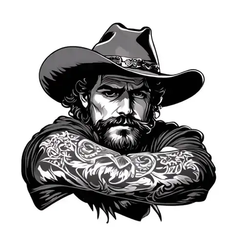 cowboy gambler, outlaw western sleeve tattoo tattoo design idea