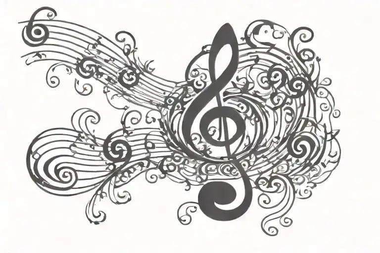 Bass Clef made tattoo design idea