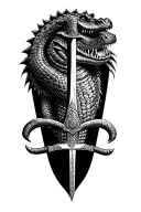 alligator samurai sword tattoo design idea