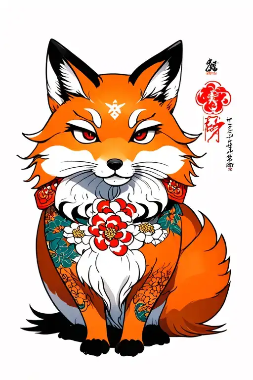 kitsune full body tattoo design idea