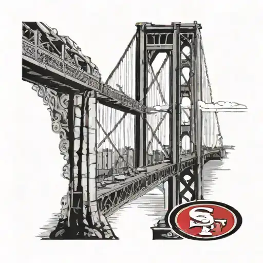 San Francisco 49ers logo with goldengate bridge tattoo design idea