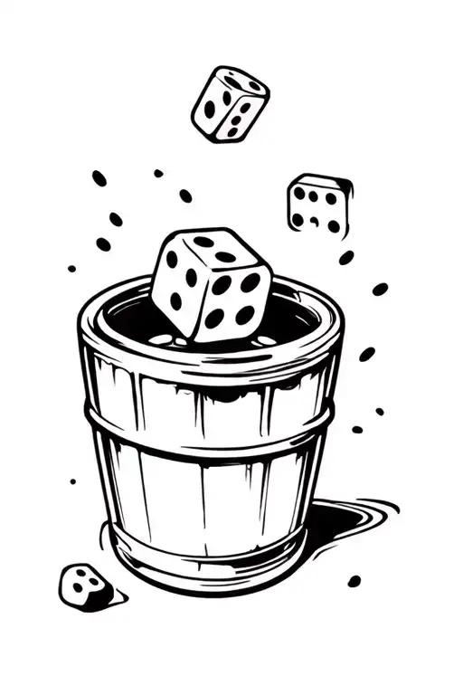Dog rolling dice from a dice cup tattoo design idea