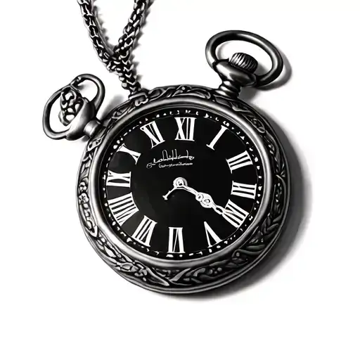 Time. Pocket watch. Time is running out. Death. Life is fleeting. Roman numerals tattoo design idea
