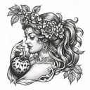 plus size Persephone holding a pomegranate tattoo design idea