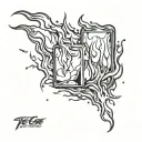 ice  cube on fire flames tattoo design idea