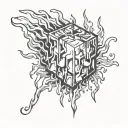 ice  cube on fire flames tattoo design idea