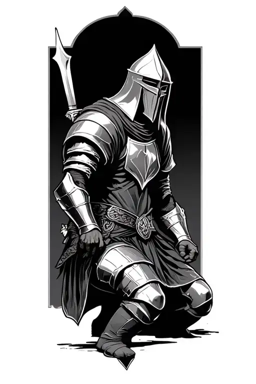 templar knight kneeling tattoo design idea