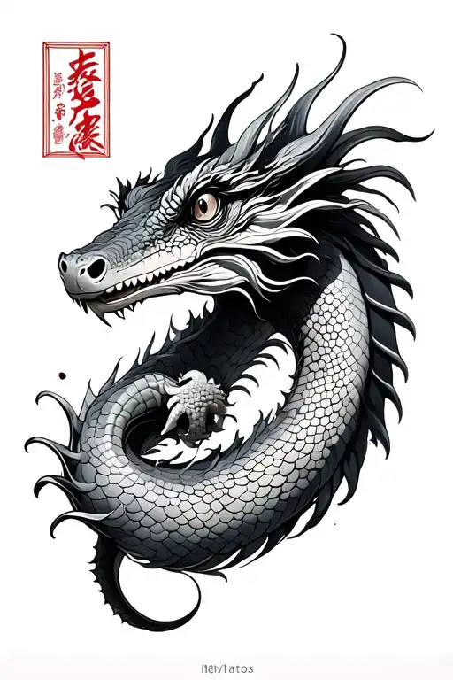 Chinese Water Dragon tattoo design idea