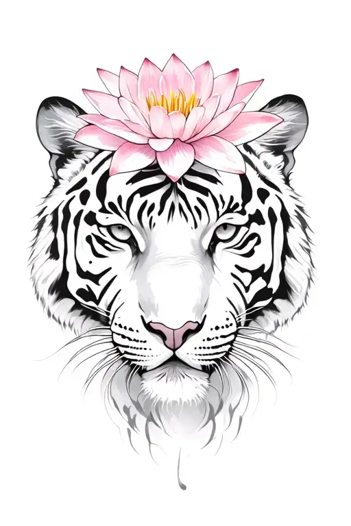 tiger and water lily's morning glories tattoo design idea