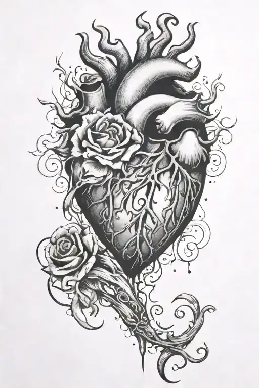 suicide awareness inside, Heart, bleeding, survior, mental health tattoo design idea