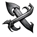 cursive c wrapped around a small dagger tattoo design idea