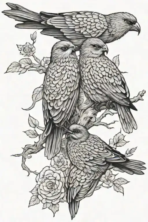 two birds whos talons turn into a topo map tattoo design idea
