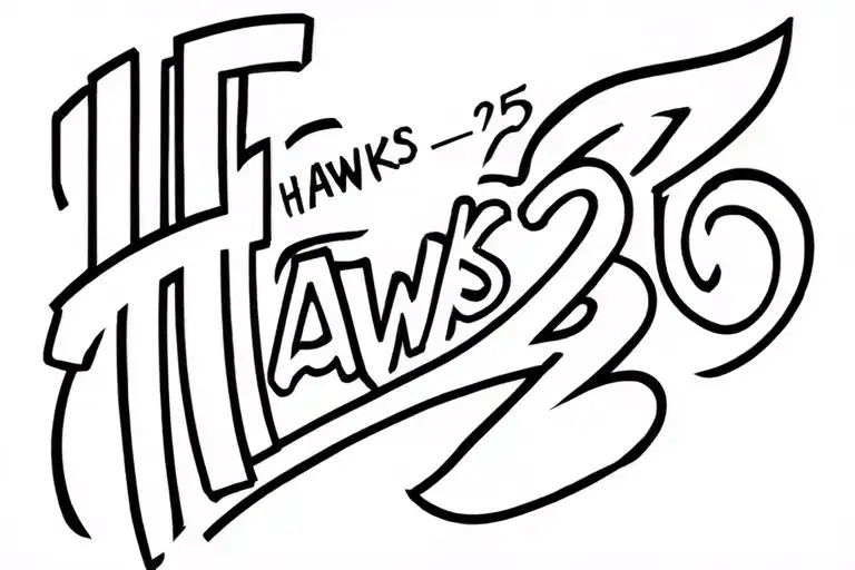"Hawks 25" "Hawks 25" fine line work tattoo design idea