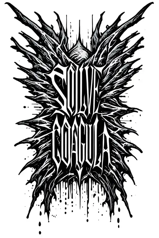 "SOLVE COAGULA" BELIAL with winds vertically tattoo design idea