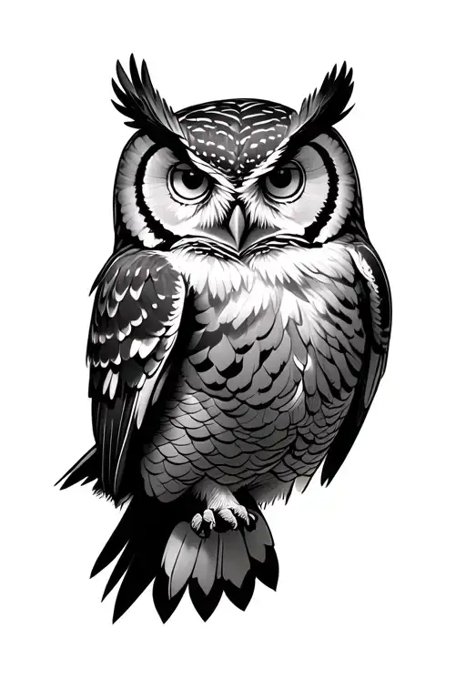 owl flying tattoo design idea